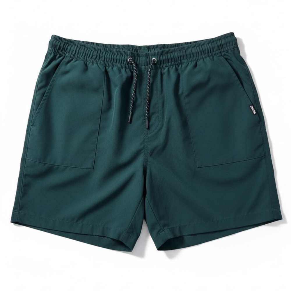 Tony Hawk Swim Trunks Green Elastic Waist Beach Board Shorts Size Large